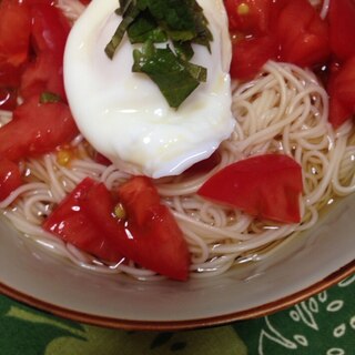 夏野菜トマトと大葉の素麺(*^^*)☆